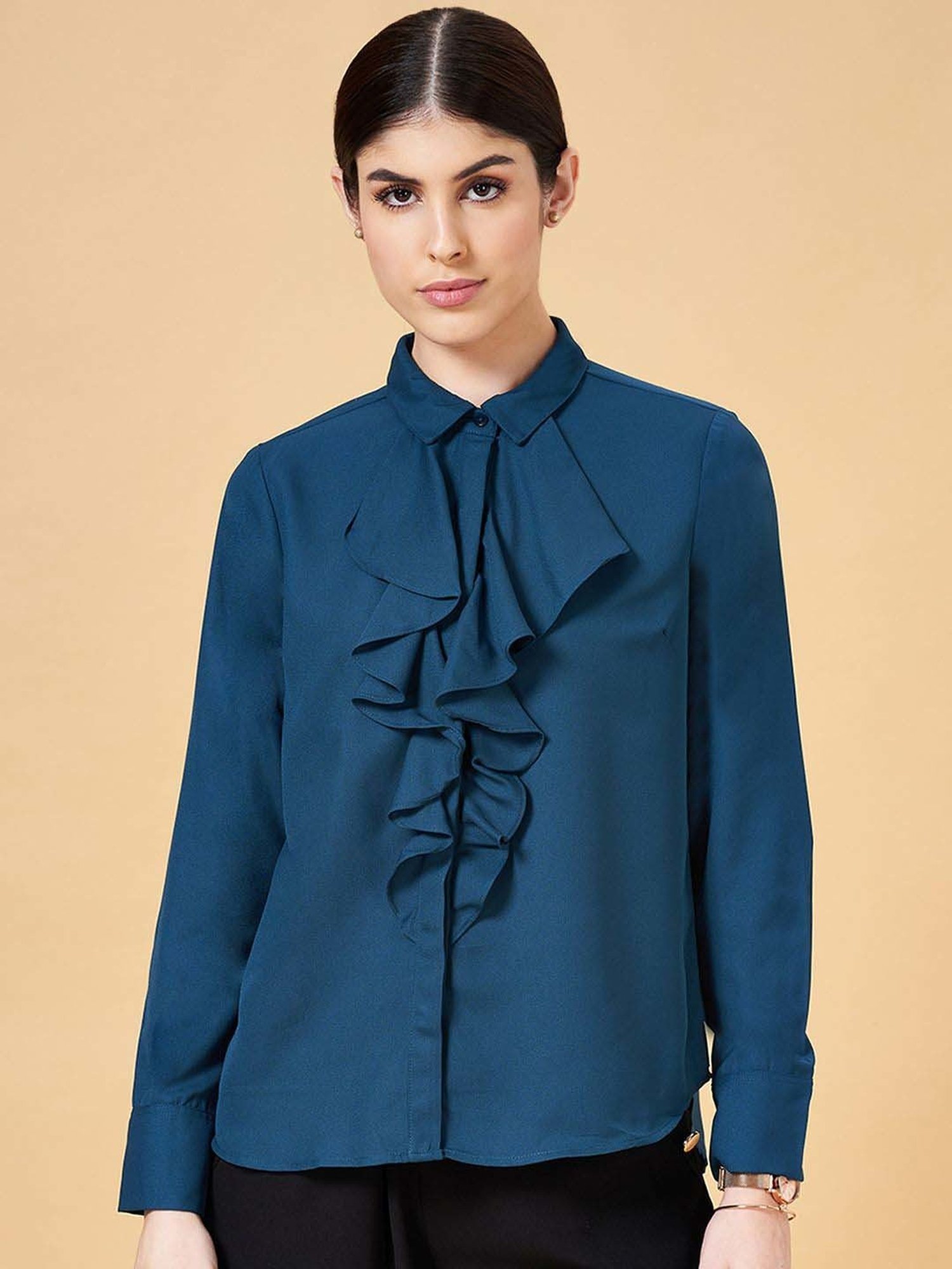 Annabelle by Pantaloons Teal Blue Full Sleeves Top