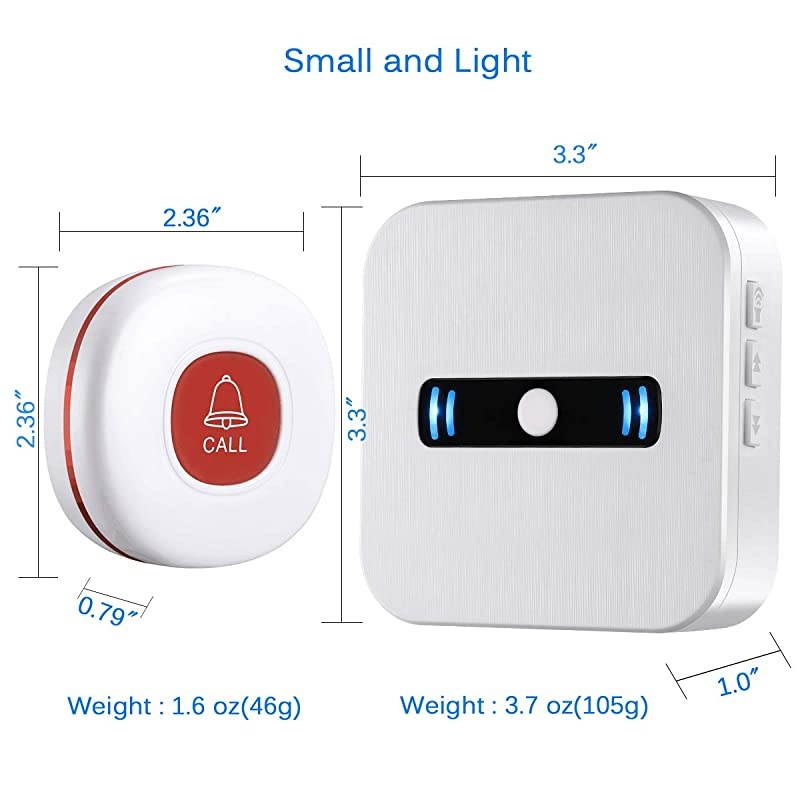Pagers Wireless Emergency Panic Call Button for Elderly Senior Patient Personal Alert Alarm Nurse Elderly Aids for Living Home Alert System 2 Portable Receiver+3 Necklace Call Buttons