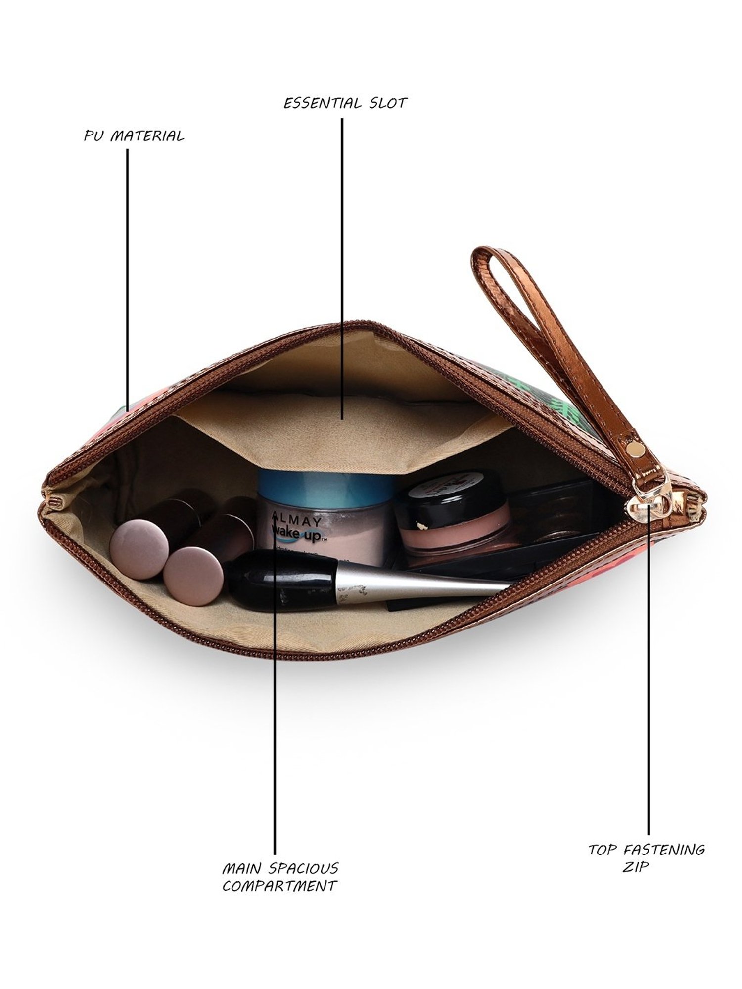 Sabhyata Peacock Multicolor Printed Small Wristlet