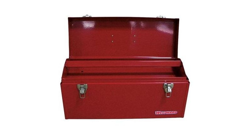 WESTWARD 36Y008 20"W Steel, Red Portable Tool Box, Powder Coated, 9"H