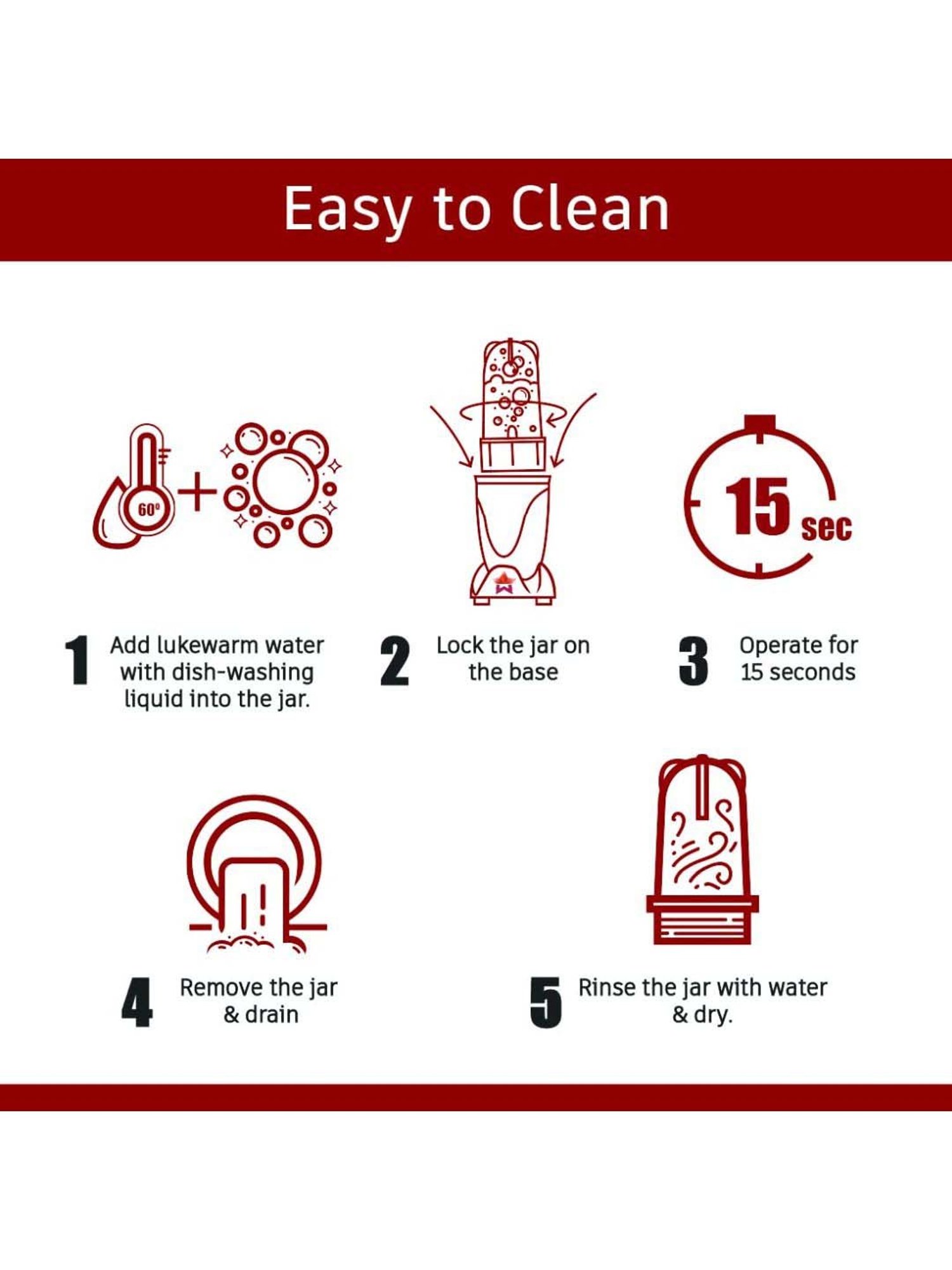 Wonderchef Nutri-Blend BOLT 22000 RPM Mixer-Grinder with 2 unbreakable Jars & Sipper lid (600W, Red)