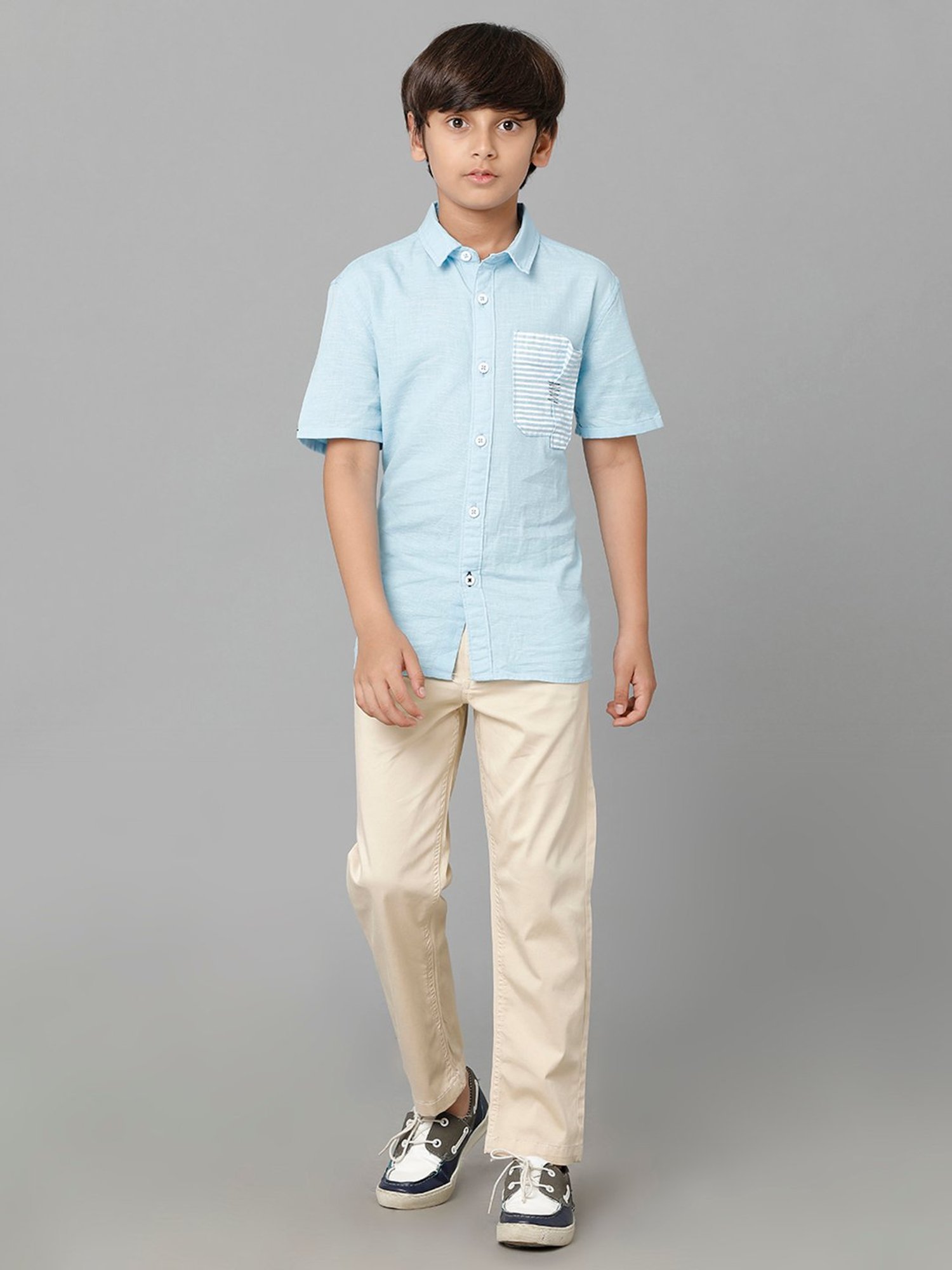 Under Fourteen Only Boys Beige Solid Trousers
