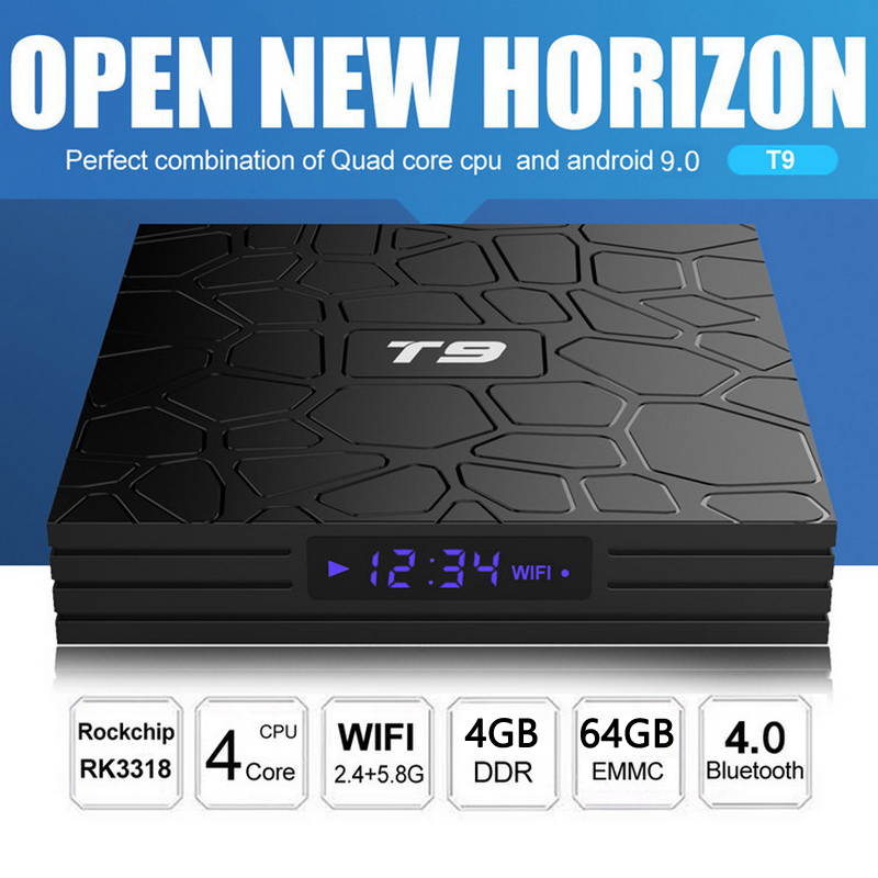 T9 RK3318 TV Box 4GB 64GB Android 9.0 USB 3.0 4k HD network player Set-Top Box CF HDMI Dual frequency wifi Bluetooth 4.0