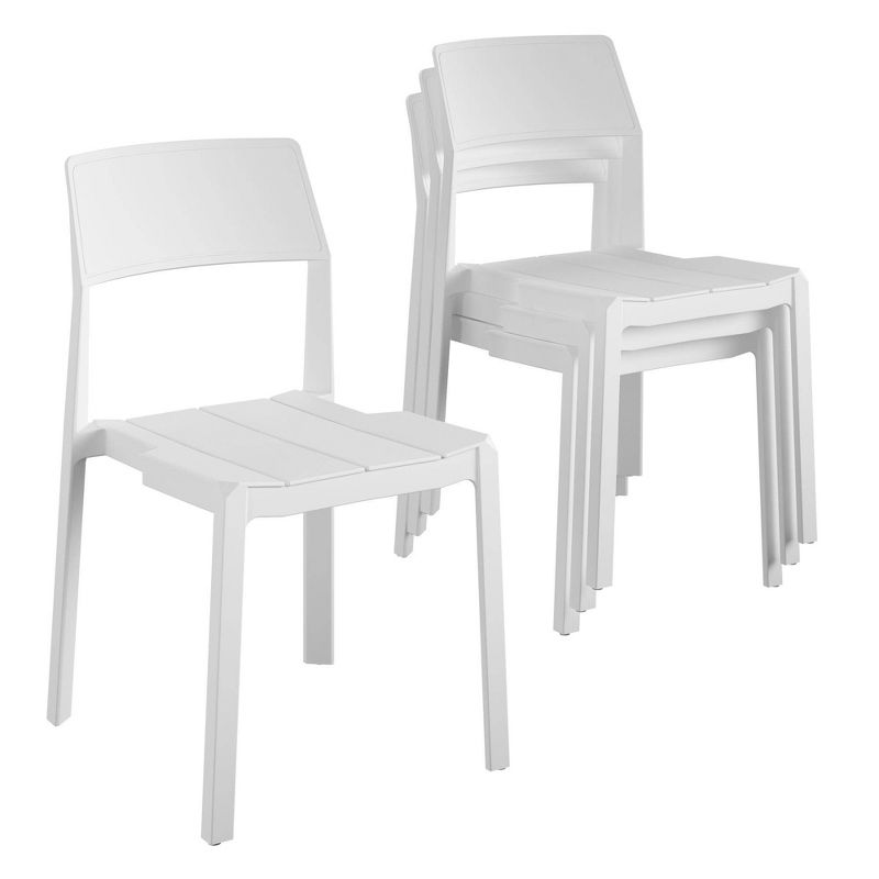 Chandler 4pk Indoor/Outdoor Stacking Chairs - White - Novogratz