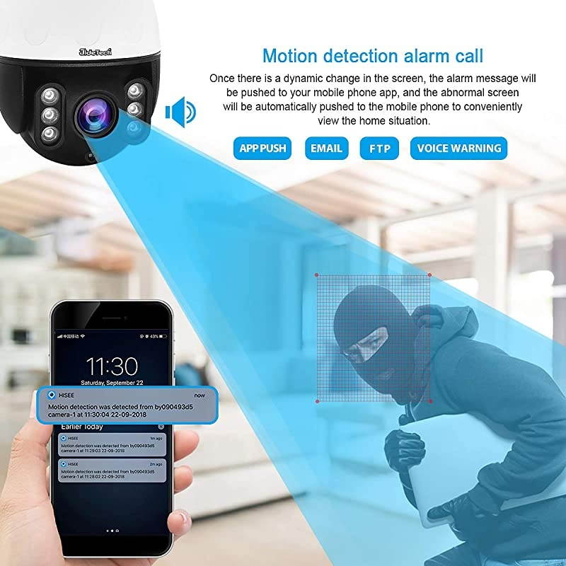 PTZ WiFi IP Camera Outdoor, 1920P HD Wireless Surveillance Camera, 5X Zoom Waterproof Security Camera, 2-Way Audio, Enhanced Night Vision, Smart Detection Alarm, ONVIF, SD Card Slot