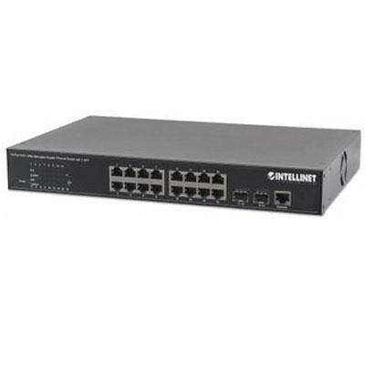 Intellinet 16-Port PoE+ Web-Managed Gigabit Ethernet Switch with 2 SFP Ports
