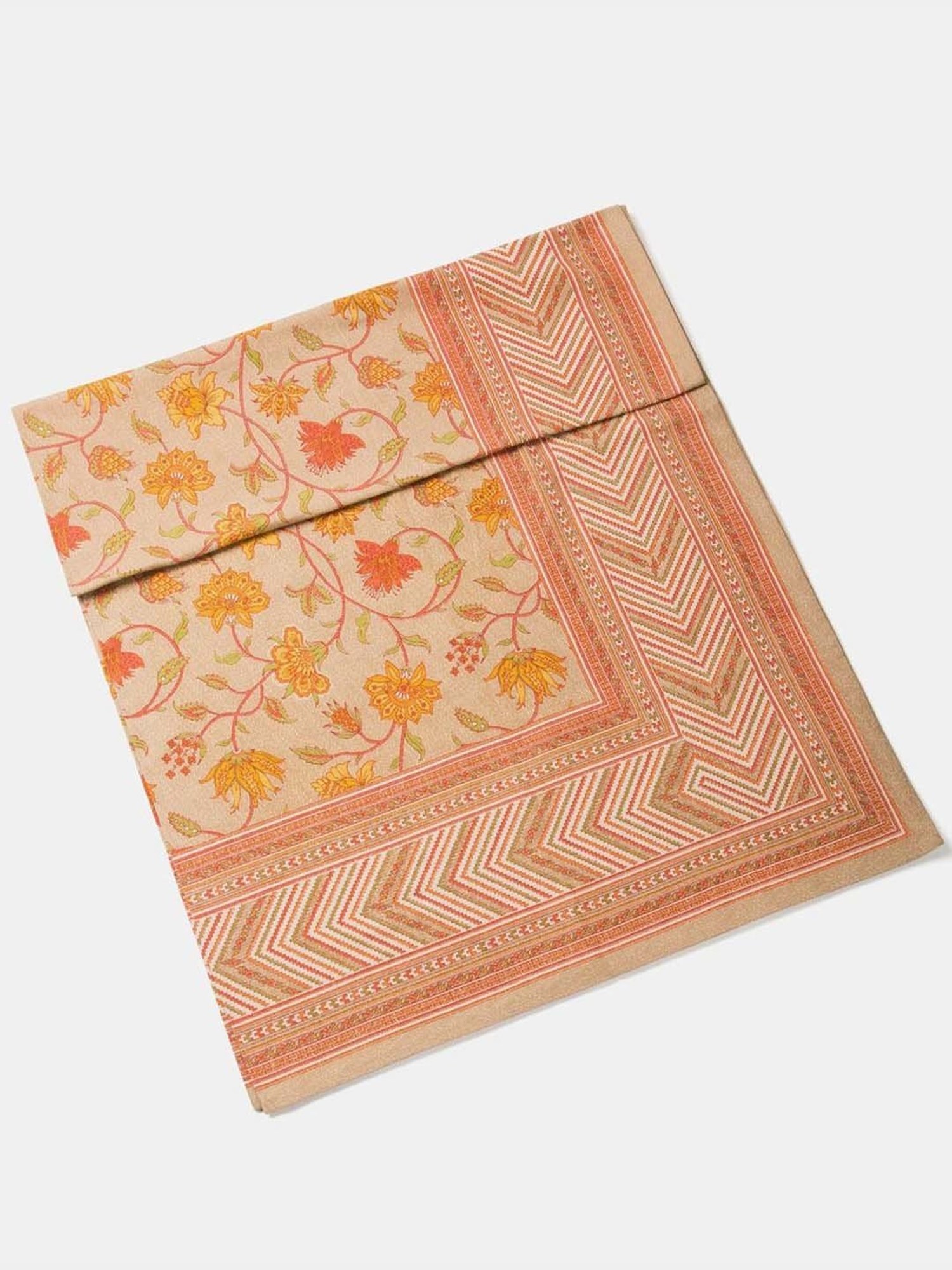 Fabindia Home Tarinika Yellow Cotton 80 TC 200 GSM 6-Seater Printed Table Cover