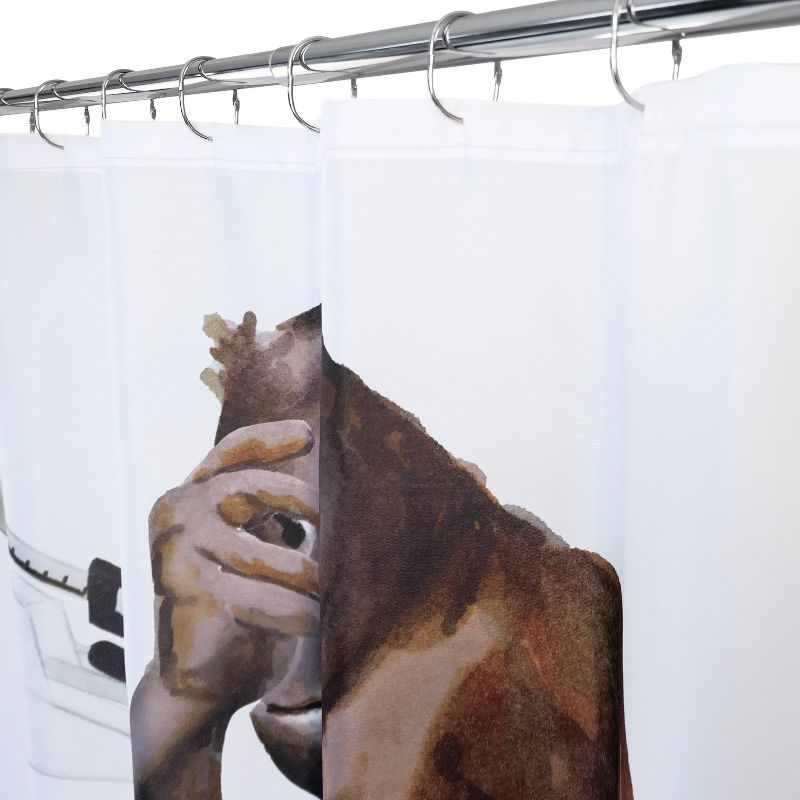 Weight Watcher Monkey Shower Curtain White/Brown - Allure Home Creations