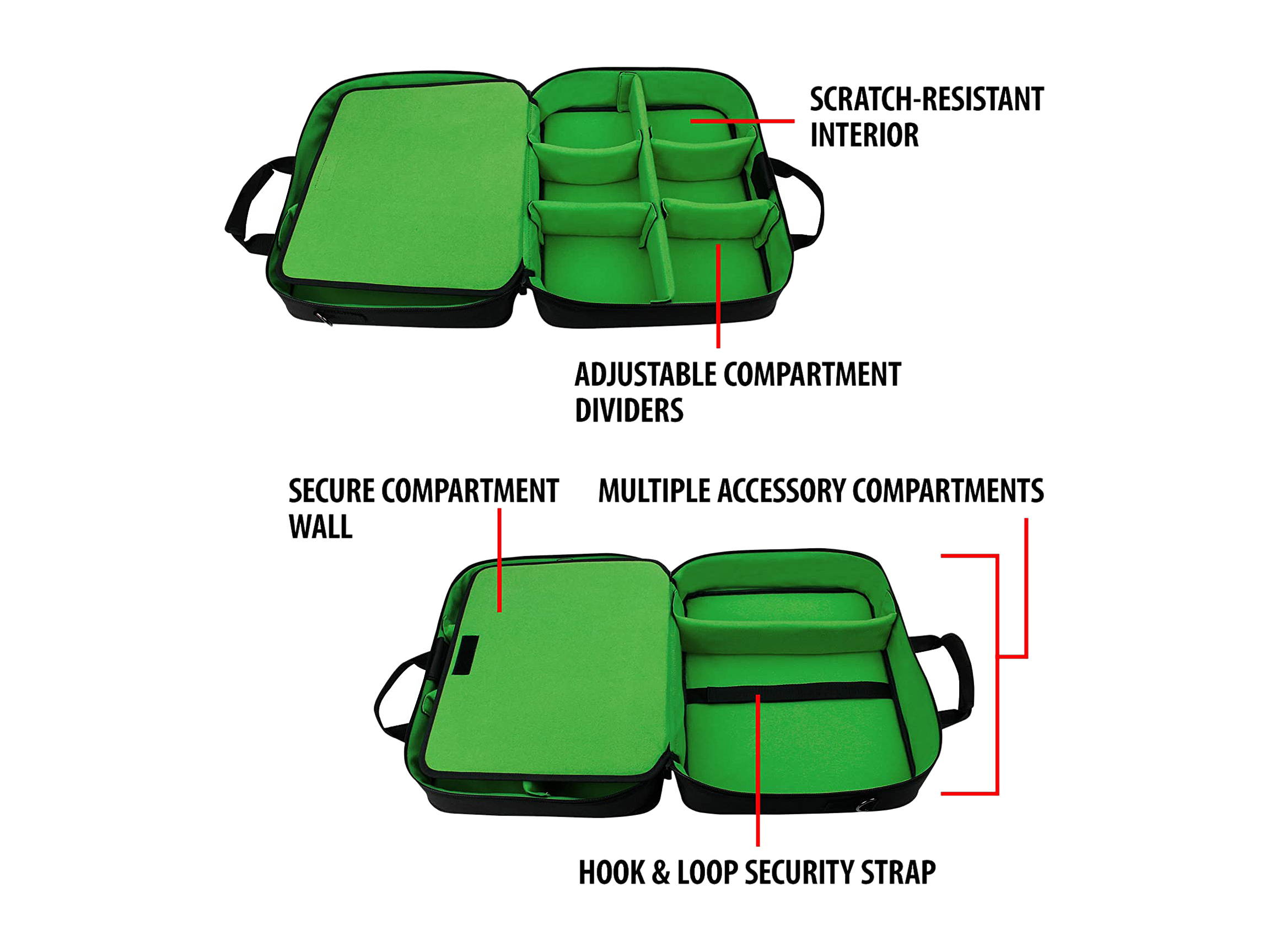 USA GEAR Console Carrying Case - Xbox Travel Bag Compatible with Xbox One and Xbox 360 with Water Resistant Exterior and Accessory Storage for Xbox Controllers, Cables, Gaming Headsets - Green