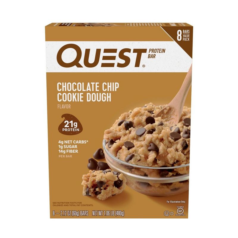 Quest Choc Chip Cookie Dough Bar - 8ct