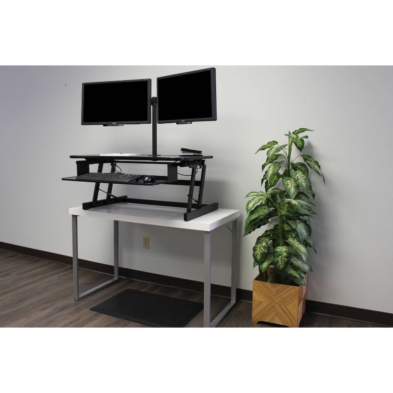 Deluxe Height Adjustable Computer Riser with Mat & Monitor Mount