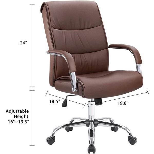 Furmax High Back Office Desk Chair Conference Leather Executive with Padded Armrests, Adjustable Ergonomic Swivel Task Chair with Lumbar Support (White)