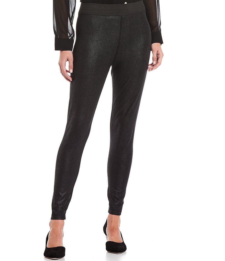 Calvin Klein Foil Snakeskin Print Knit Ankle Length Legging Pull-On Leggings