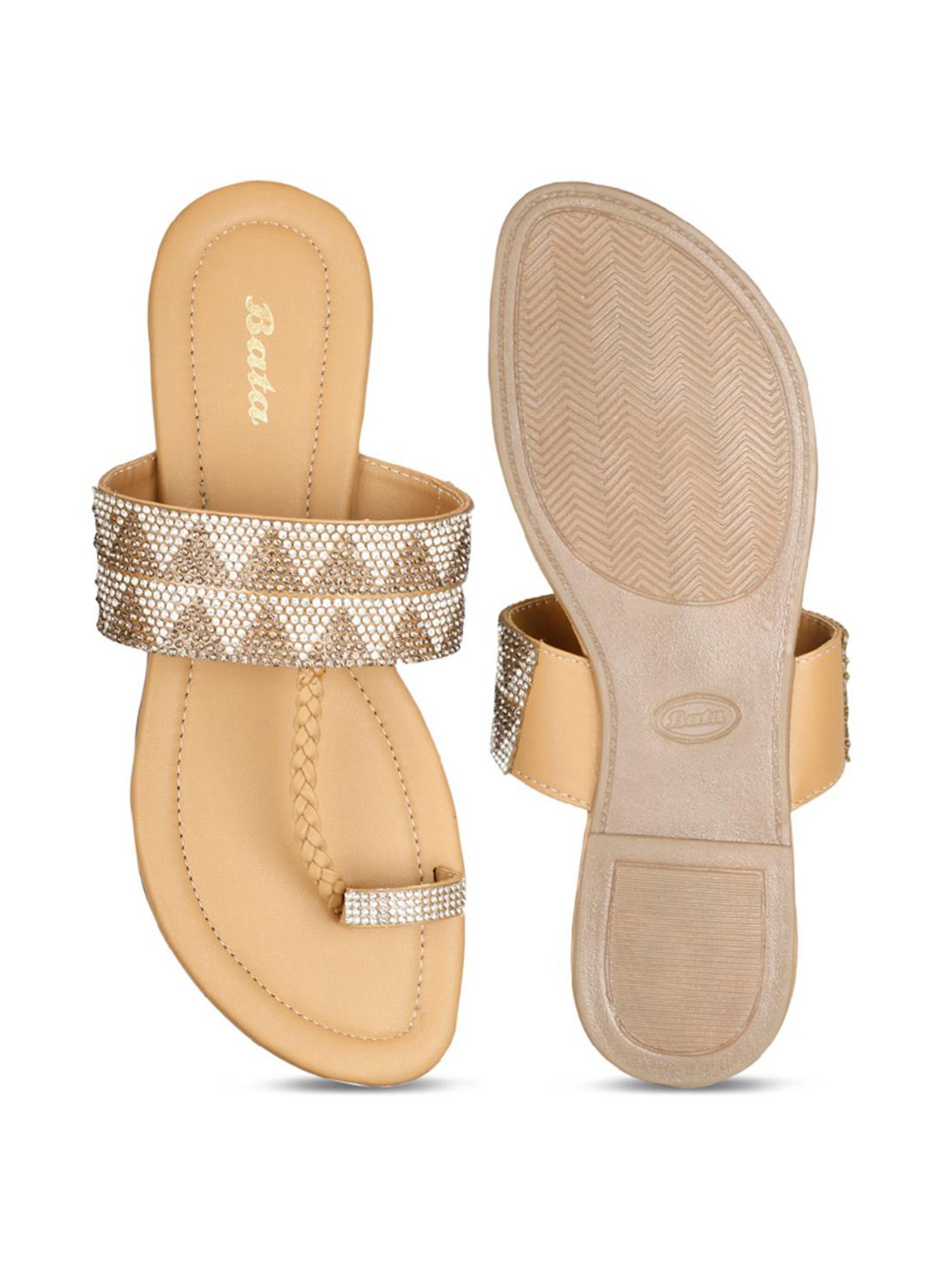 Bata Women's Tan Toe Ring Sandals