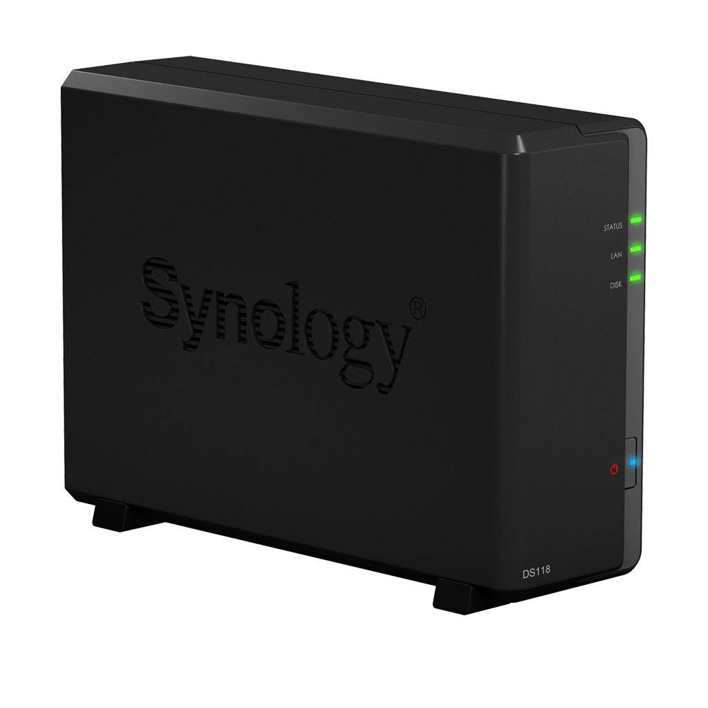 Synology DiskStation DS118 Mini Desktop NAS Server, Realtek RTD1296 Quad-Core, 1GB DDR4 Synology SDRAM, 1TB SSD, Synology DSM Software