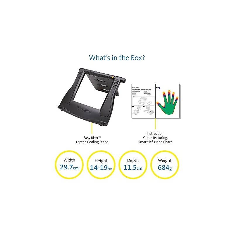 Easy Riser Portable Ergonomic Laptop Cooling Stand (12"-17") for Laptops, Chromebooks Macbooks and Wacom Devices &ndash; Black (K52788WW)