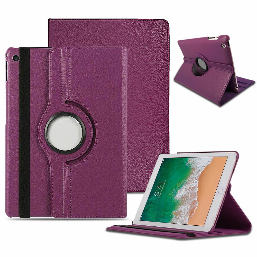 KIQ Premium PU Leather Case Cover, Multi-View Angle Position Stand Soft-Velvet Interior, Rotating, Swivel Tablet Holder For Apple iPad Pro 10.5 (Purple)