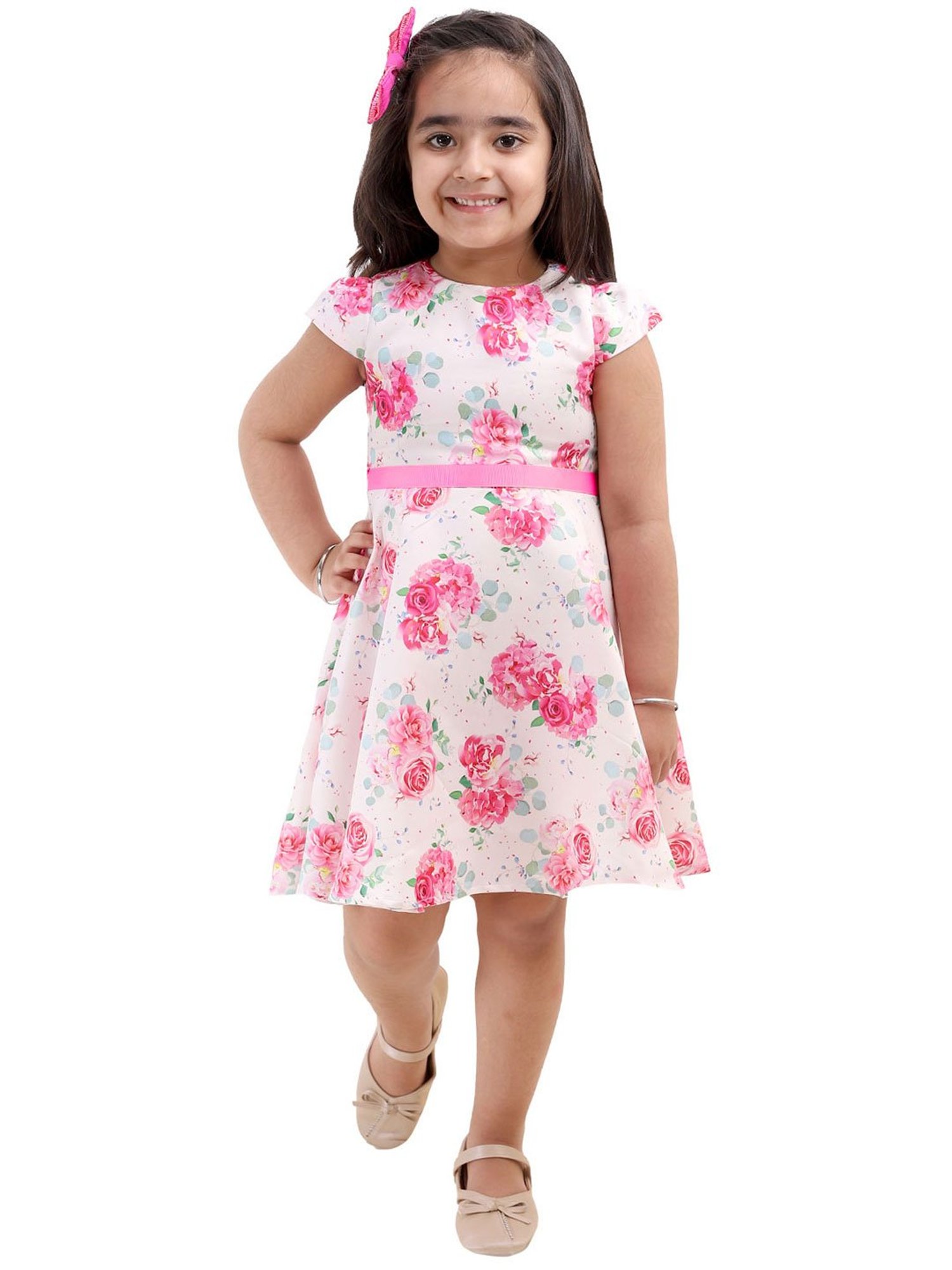 KidsDew Kids White Floral Print Dress