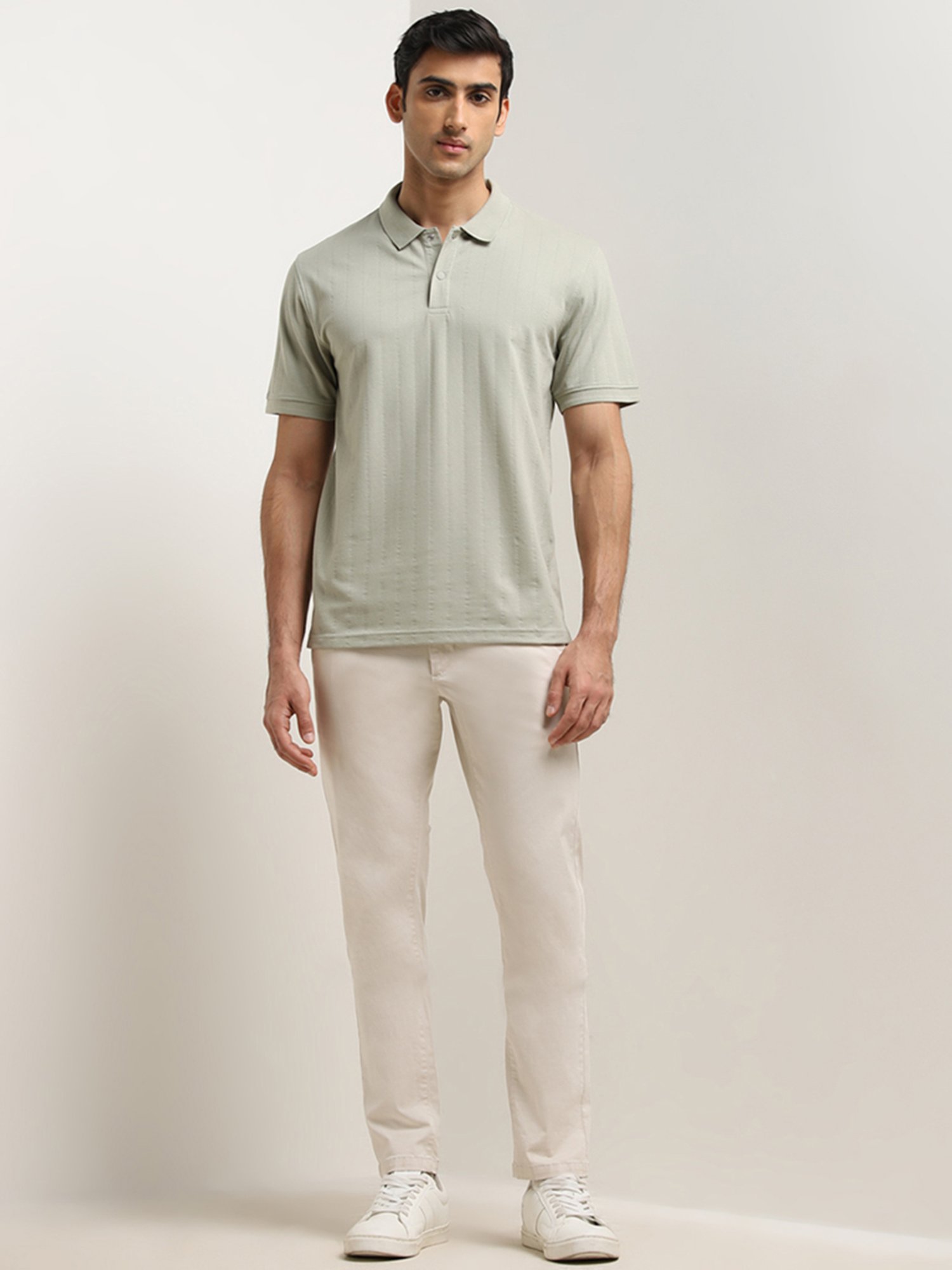 WES Casuals by Westside Sage Striped Relaxed-Fit Polo T-Shirt