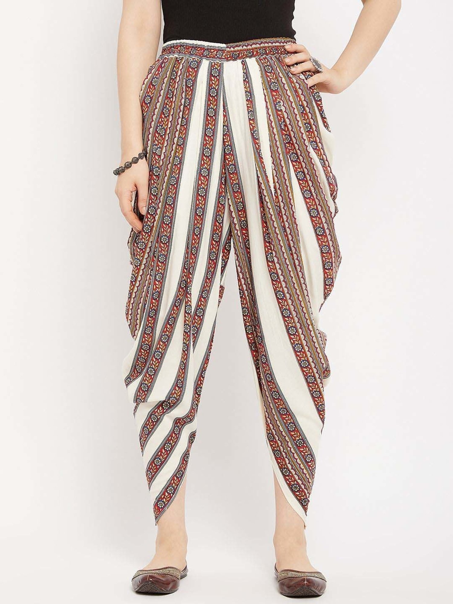 Castle Off-White Printed Dhoti Pants