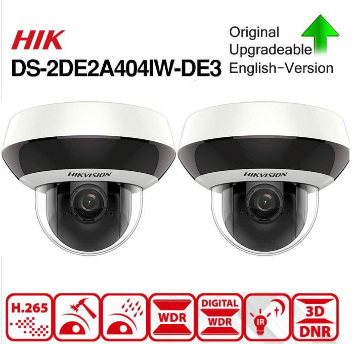 Hikvision 4MP HD PTZ Outdoor POE IP Camera DS-2DE2A404IW-DE3, Pan/Tilt/2.8mm~12mm 4X Optical Zoom, 4-Megapixel (2560x1440),Night Vision 20m,SD Card Recording,Audio Input Output IP66 IK10 H.265+, 1-Pcs