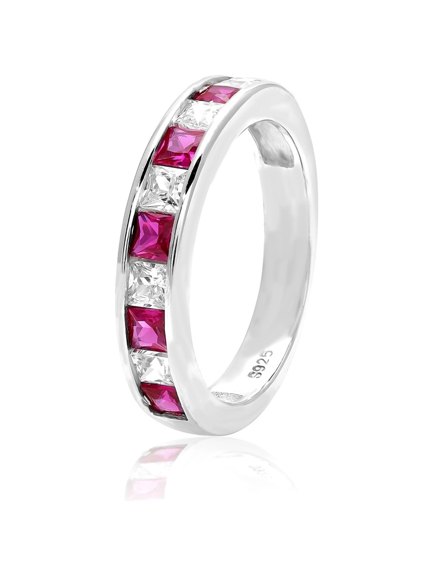 Curio Cottage 925 Silver Royal Pink Crystal Ring
