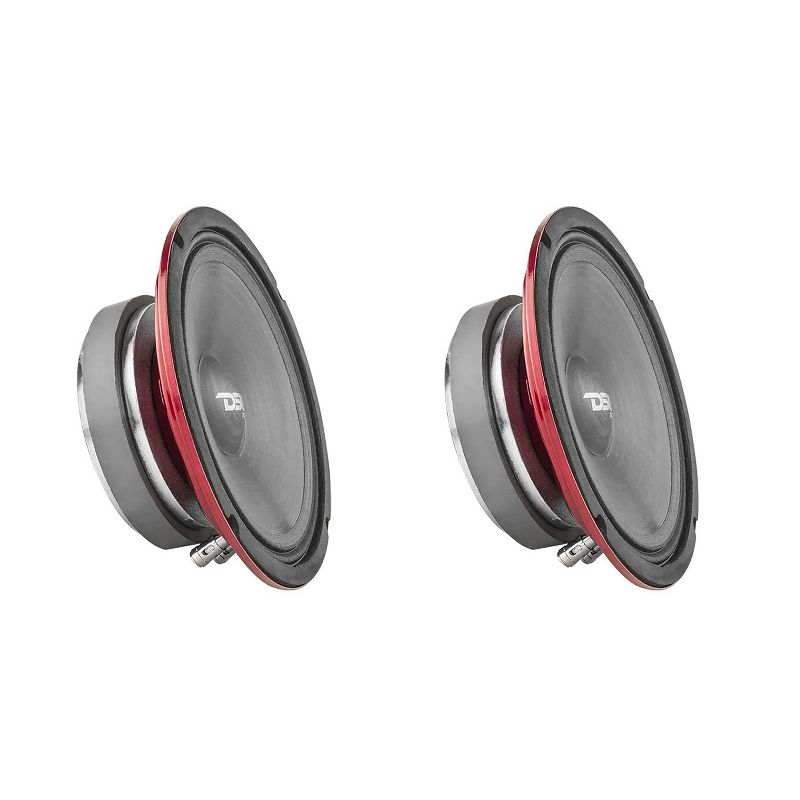 DS18 PRO-SM8.2 Pro Slim Shallow Water Resistant 8 Inch 500 Watt Max 2 Ohm Mid Range Motorcycle Cone Loudspeaker with Red Steel Basket Design (2 Pack)