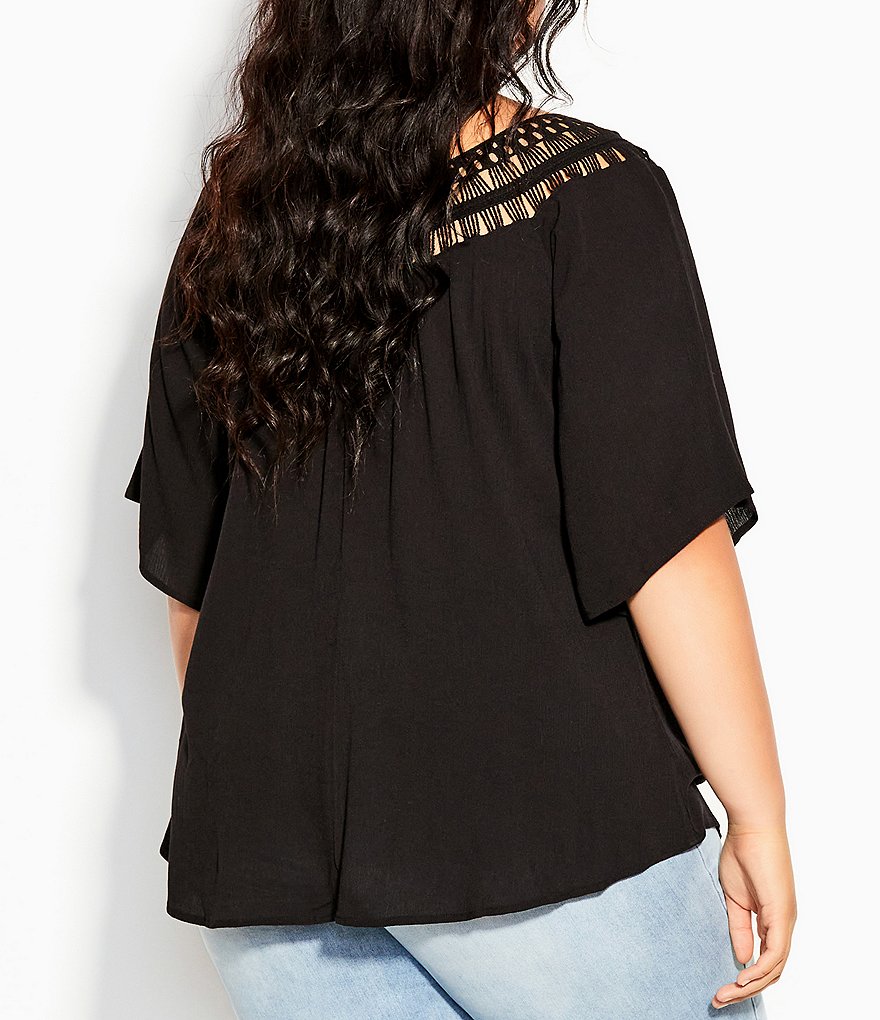 Jessica Simpson Plus Size JJ Red Dahlia Moroccan Border Print Fringe Hem Kimono Jacket