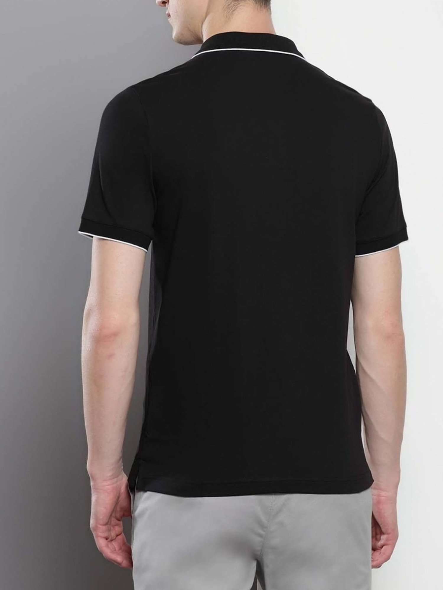 Calvin Klein Black Cotton Slim Fit Polo T-Shirt
