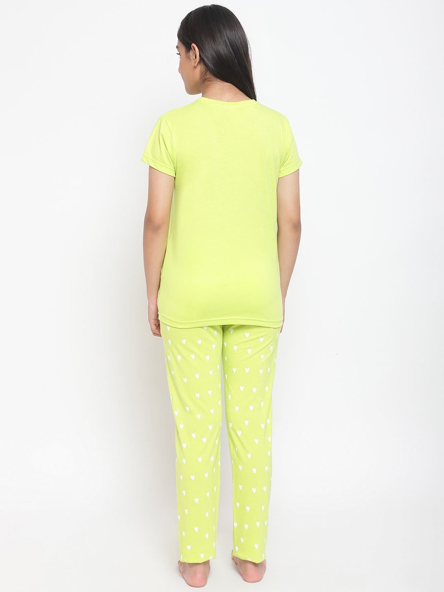 Lil Tomatoes Girls Neon Green Printed T-Shirt + Pyjamas