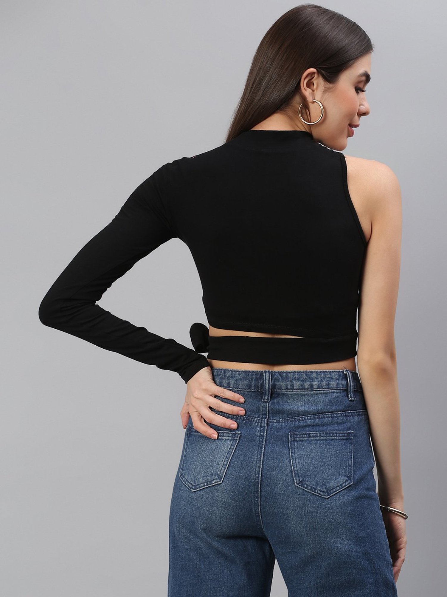 Cation Black Crop Top