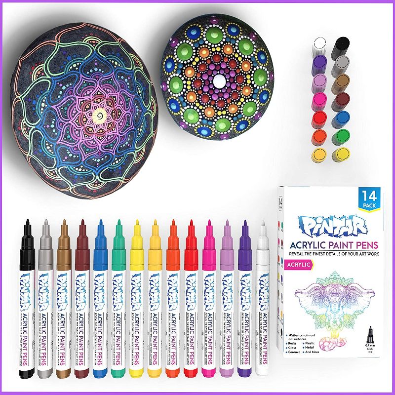 Pintar Art Supply Premium Acrylic Paint Pens - Fine Tip Pens For Rock Painting
