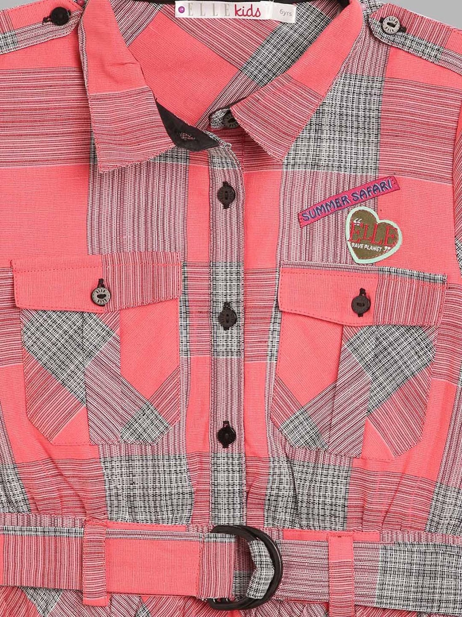 Elle Kids Kids Pink & Blue Cotton Chequered Dress