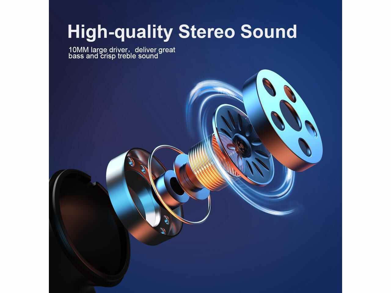 REEGEE Wireless Earbuds, Pumping Bass, IPX5 Waterproof, Secure Fit, Bluetooth 5 Headphones,Gaming Headset,Stereo Calls, Noise Isolation, One Step Pairing, Sports