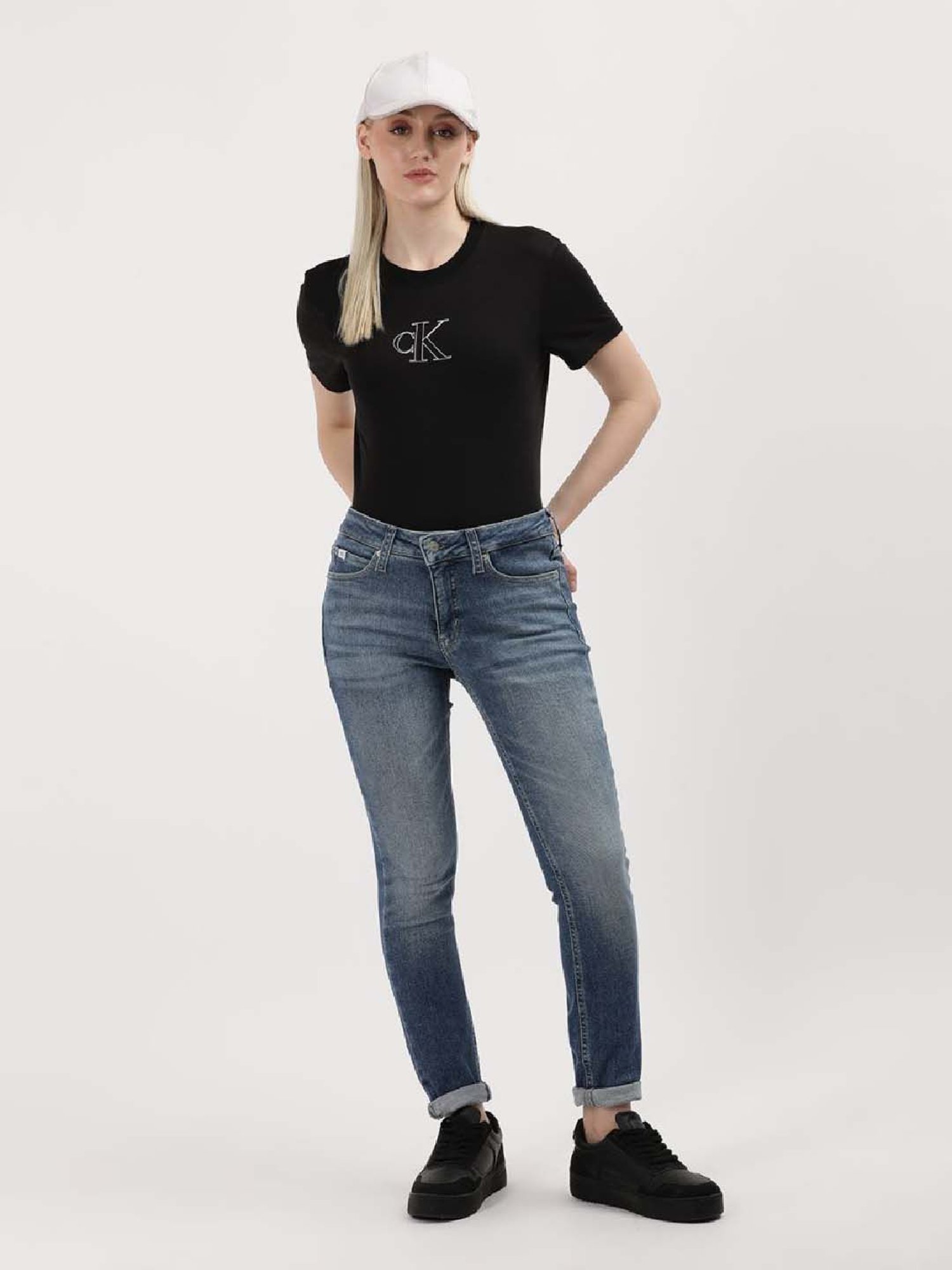 CALVIN KLEIN Black Cotton Logo Print T-Shirt