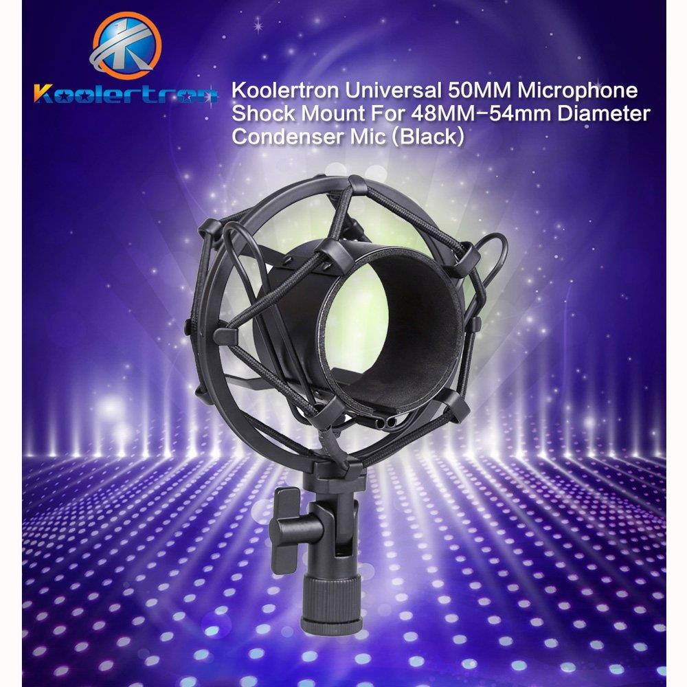 Koolertron Universal 50MM Microphone Shock Mount For 48MM-54mm Diameter Condenser Mic (Black)