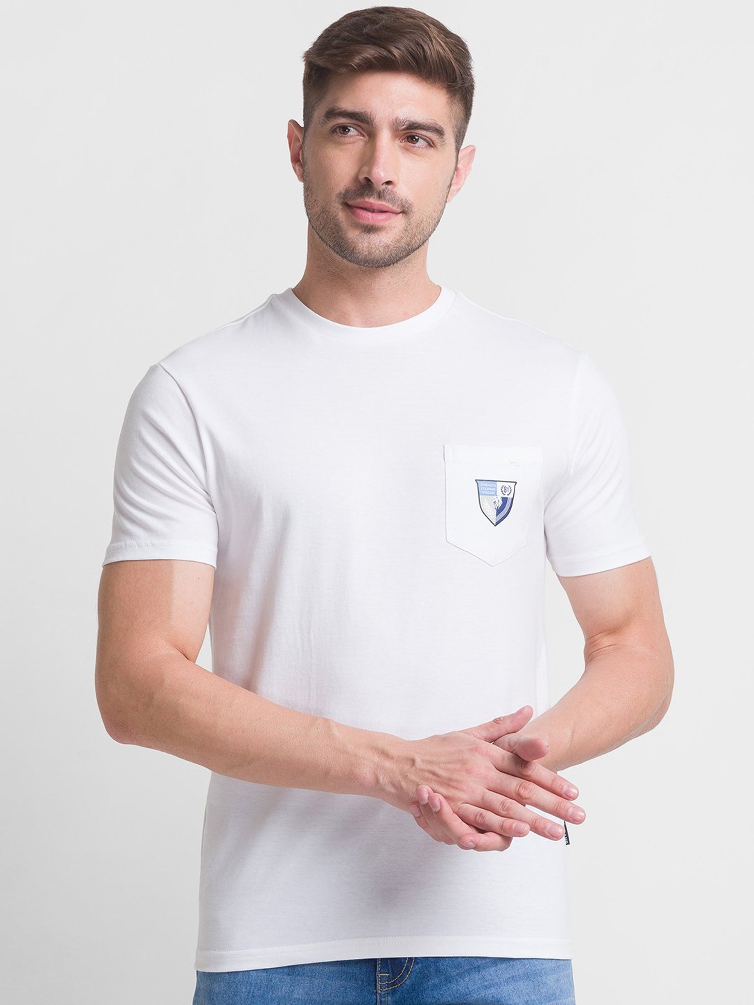 Giordano White Slim Fit Crew T-Shirt