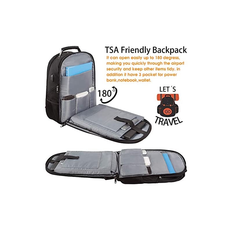 Large Travel Laptop Backpack TSA Durable Computer College School Bookbag with USB Charging Port for Men