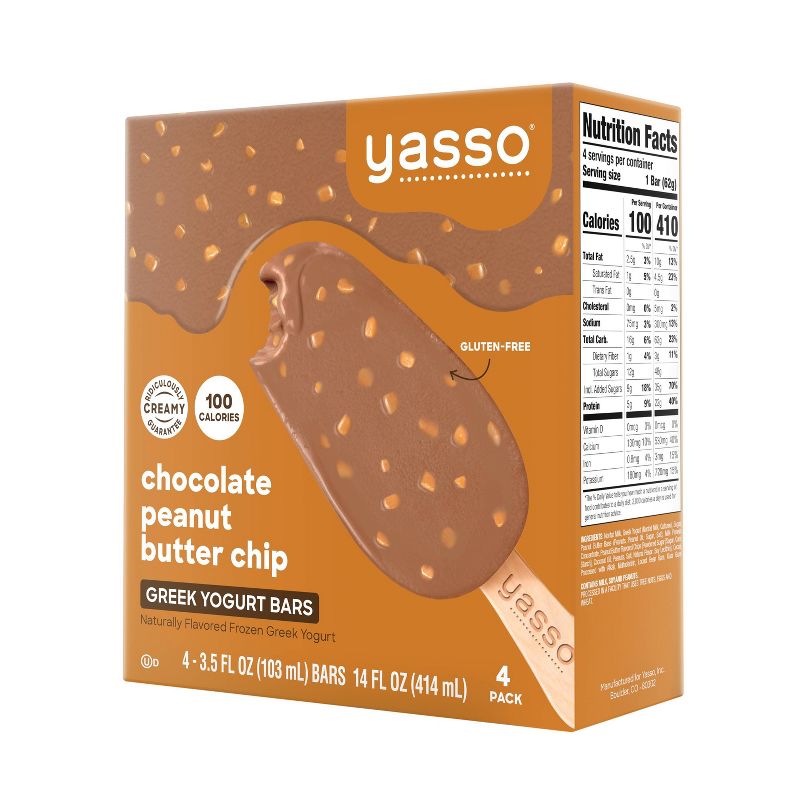 Yasso Frozen Greek Yogurt - Chocolate Peanut Butter Chip Bars - 4ct