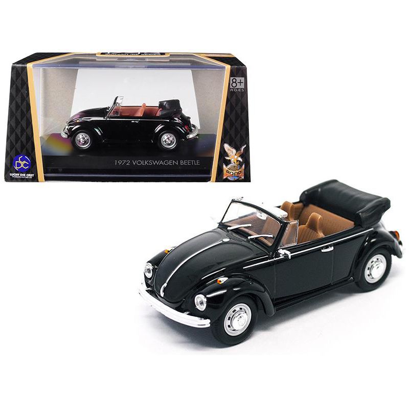1972 Volkswagen Beetle Open Top Convertible Black 1/43 Diecast Model Car by Road Signature