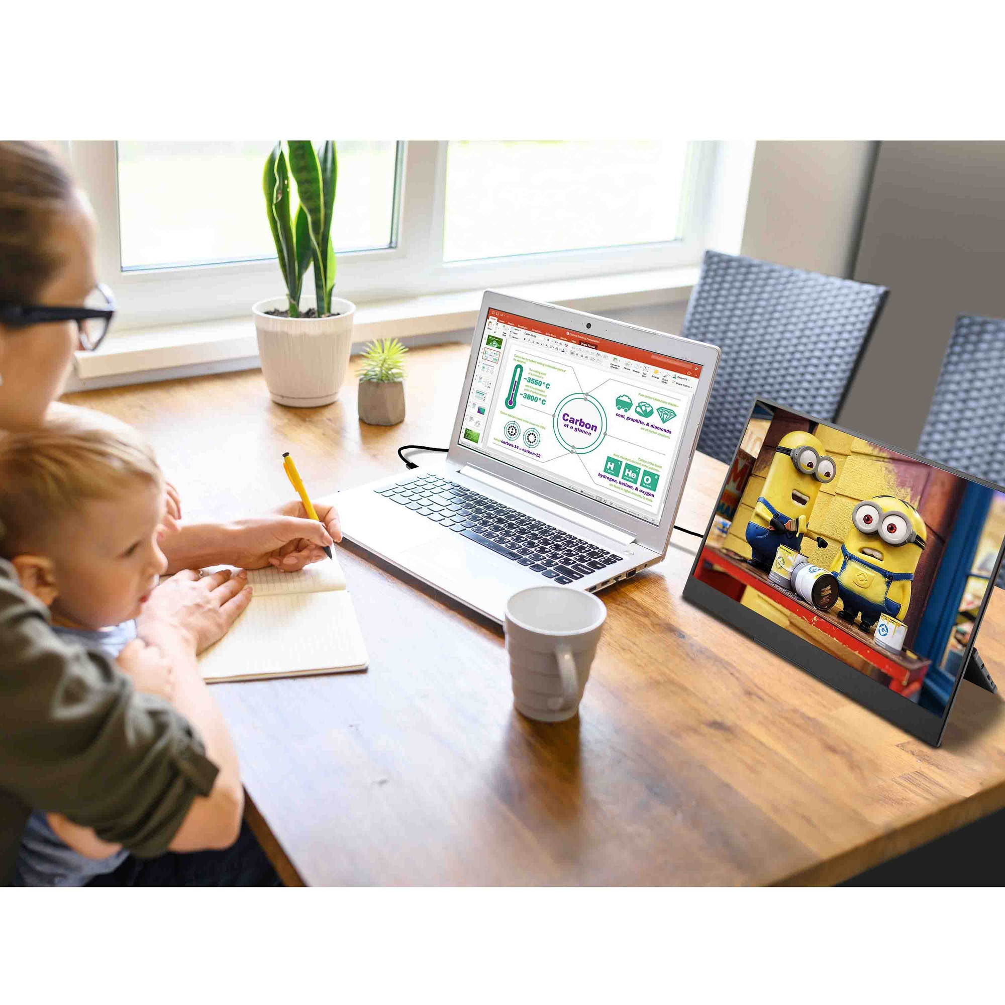 SideTrak Solo Portable Monitor Freestanding 15.8 FHD 1080P LED Anti-Glare IPS Screen with Kickstand | Compatible with Mac, PC, & Chrome | Powered by USB-C or Mini HDMI | Built-in Speakers & HDR Mode