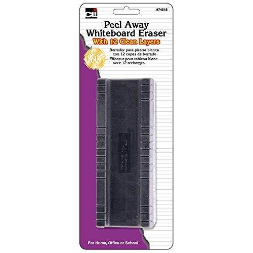 Peel-Away Dry Erase Board Eraser W/12 Disposable Pads, Felt, 5"