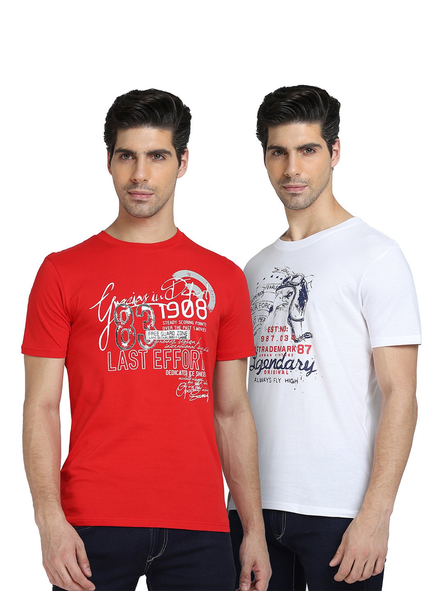 Dyca White & Red Crew T-Shirt - Pack of 2