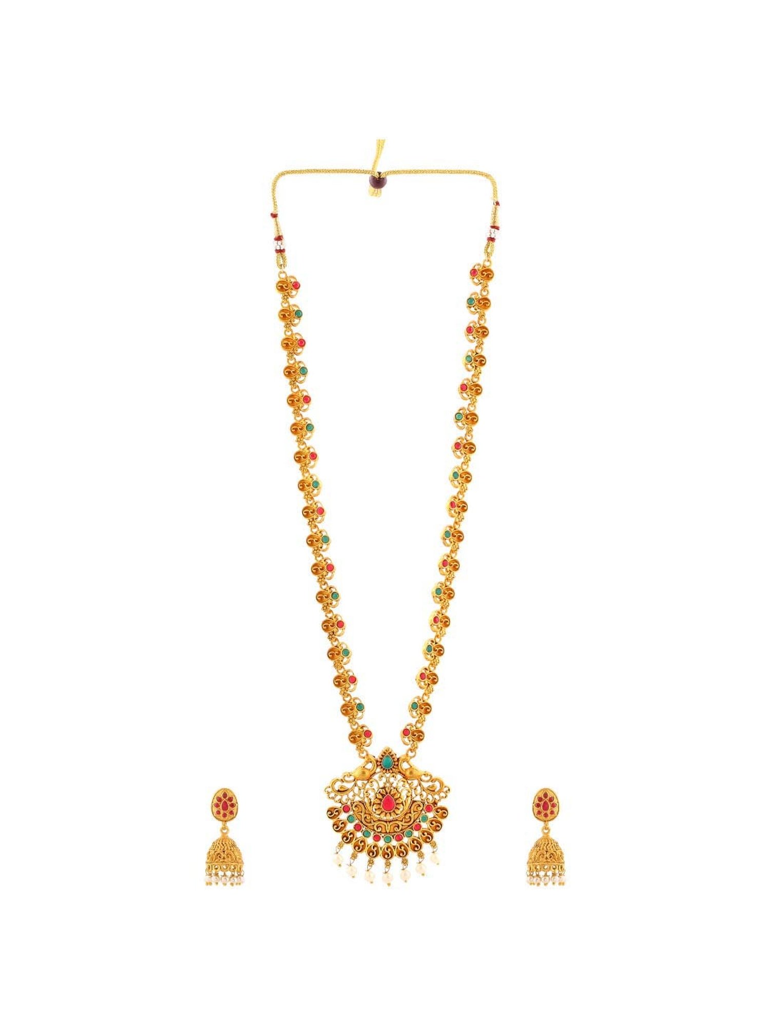 Estele Gold-Plated Stunning Peacock Designer Necklace Set with Crystals for Women