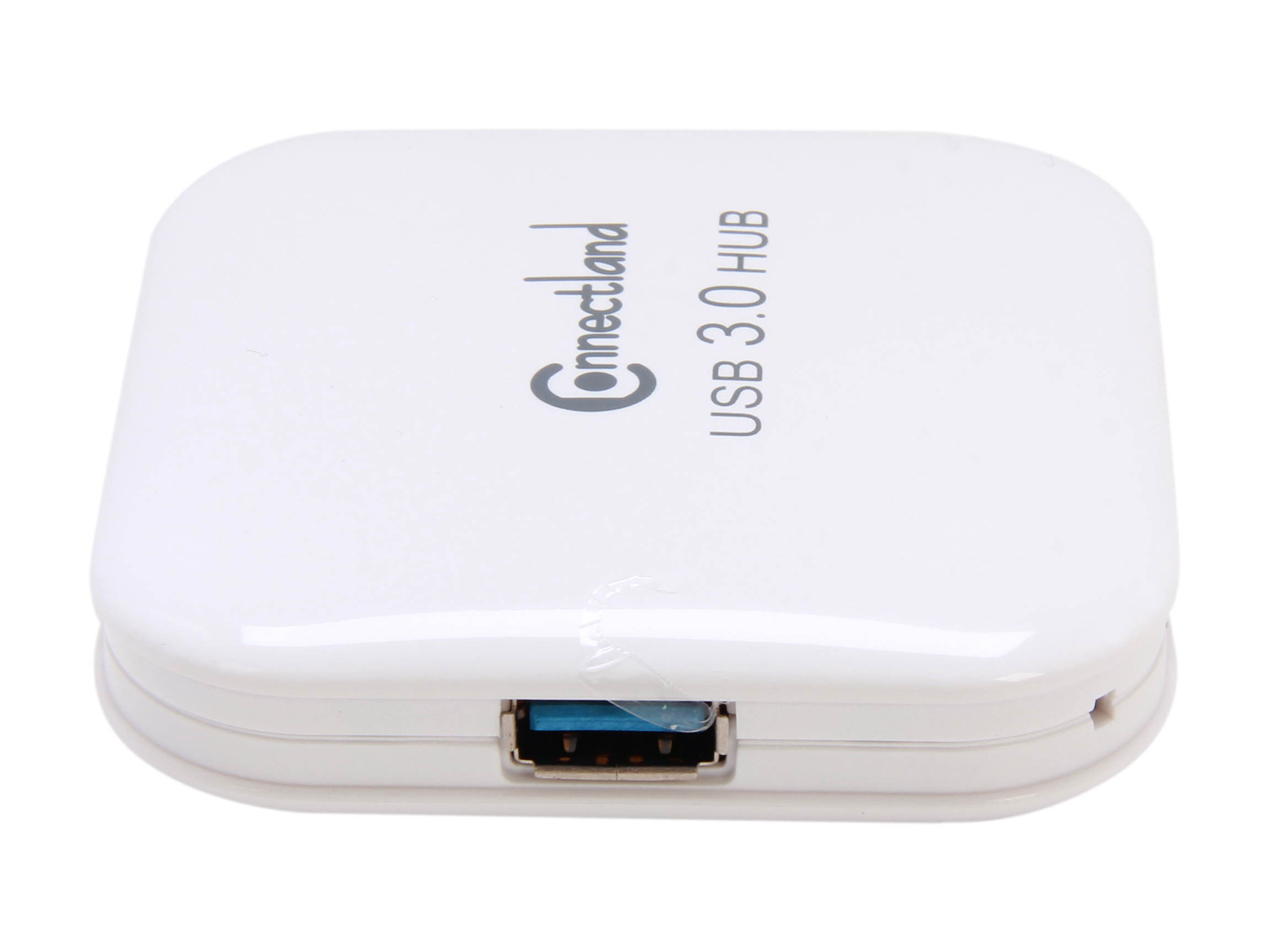 Connectland CL-HUB20127 USB 3.0 4-port Pocket Size Hub, 5Gbps Data Rate, Free AC Adapter and Cable - White