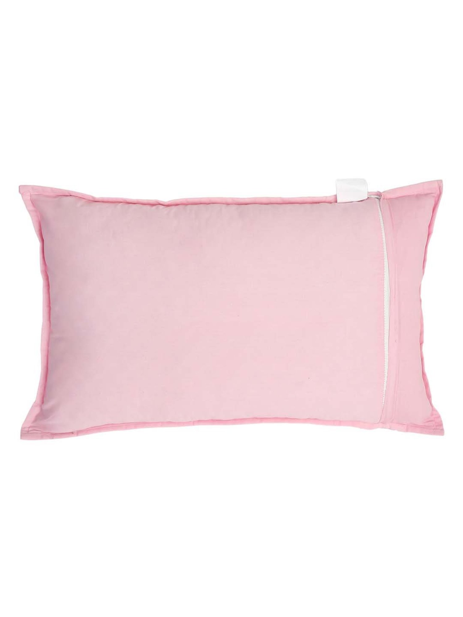 HOSTA HOMES Pink Cotton 140 TC 'Zipped' Pillow Covers - Set of 2