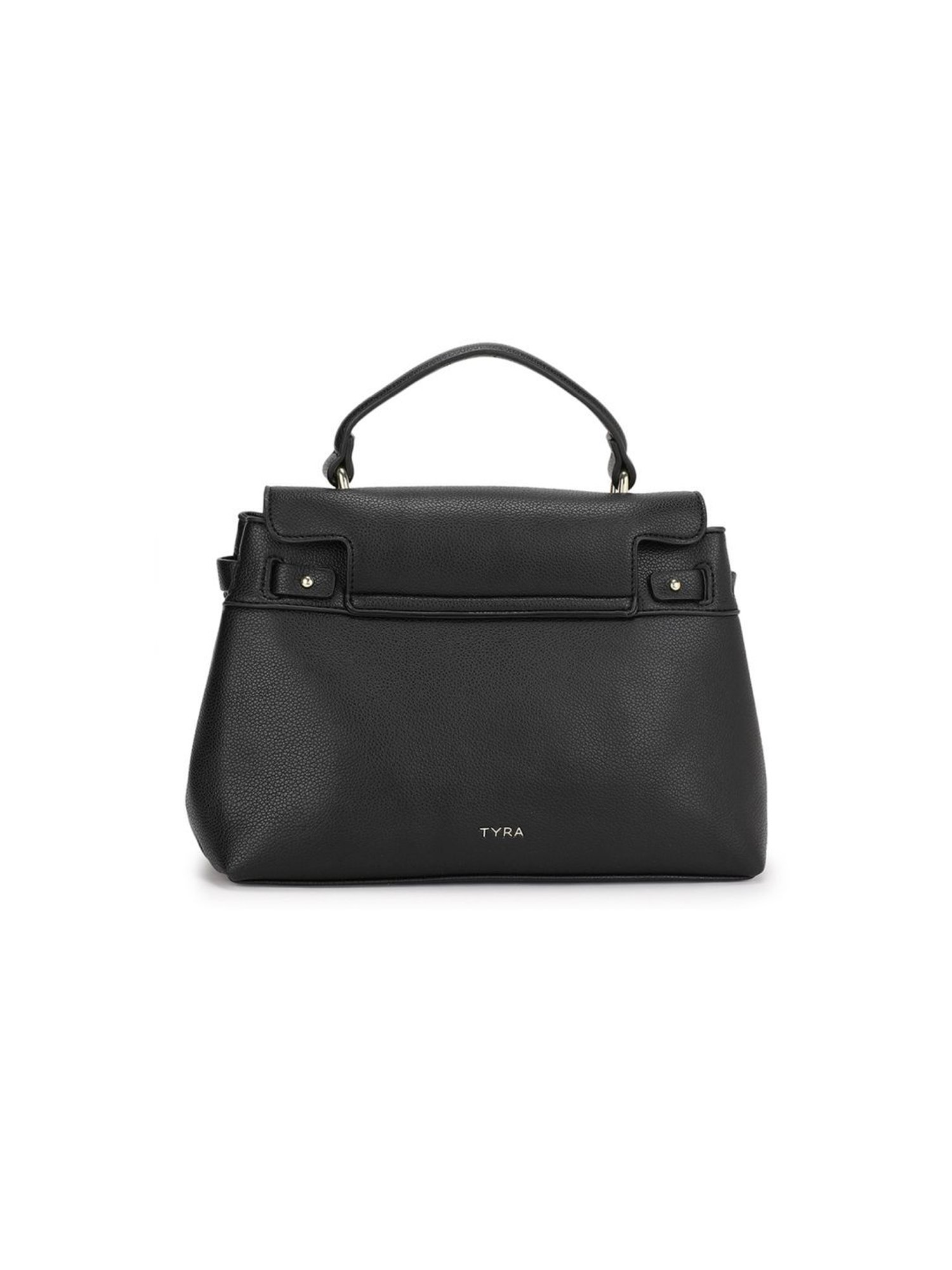 Tyra Lillian Black Solid Faux Leather Satchel Handbag