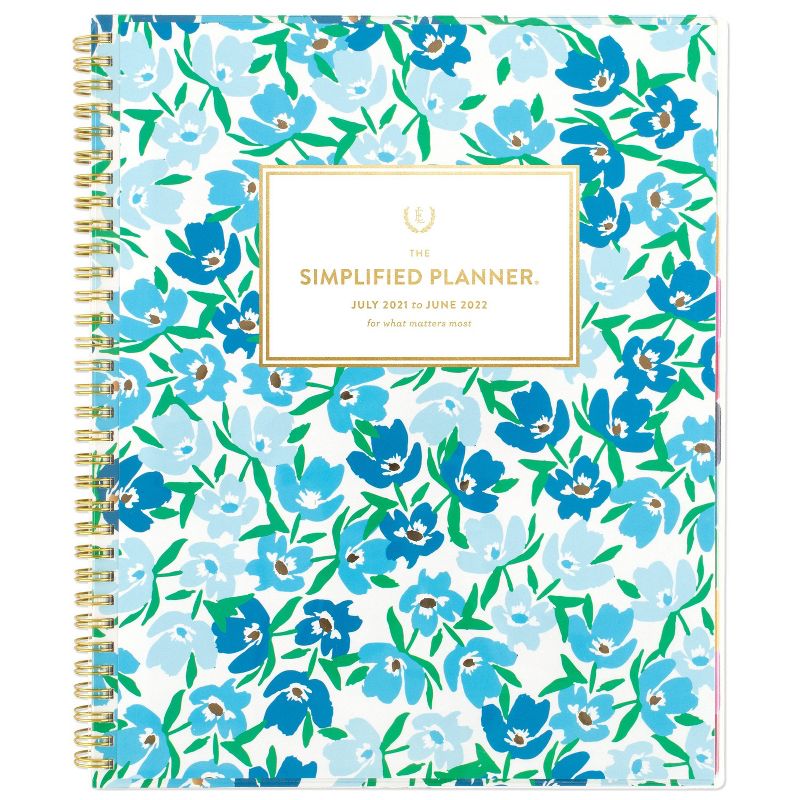 2021-22 Academic Planner 8.5"x11" Plastic Weekly/Monthly Clear Pocket Cover Blue Floral - Emily Ley for At-A-Glance