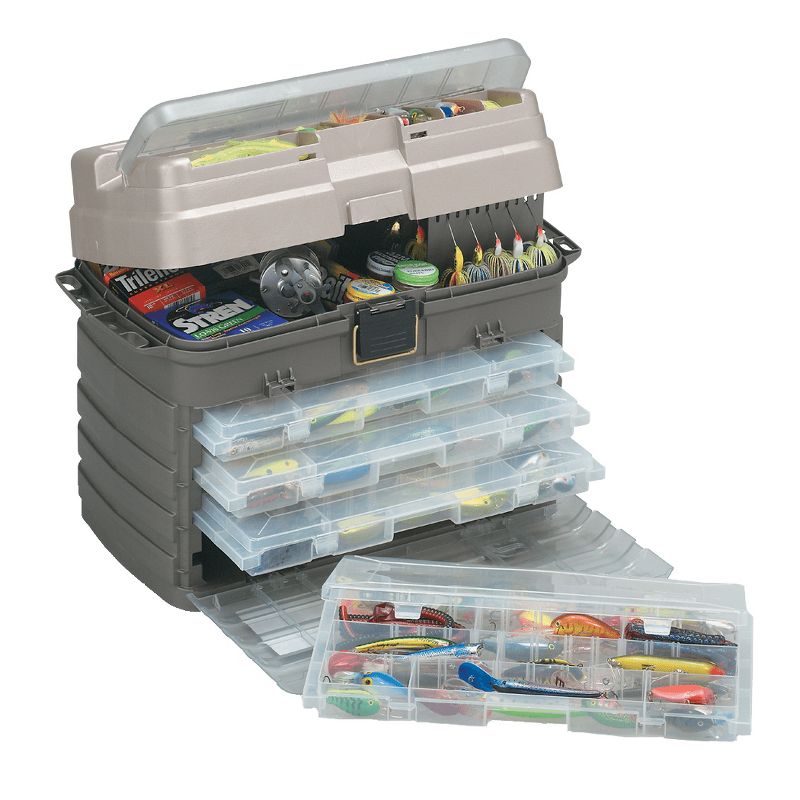 Plano Guide Series Original StowAway Rack Drawer System 3700 Tackle Box Case for Fishing Storage with 4 Removable Bait Utility Boxes, Graphite