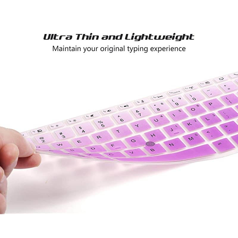 Pack HP EliteBook Keyboard Cover 14 Inch Slicone Keyboard Skin for 14 HP EliteBook 840 G5 G6 HP EliteBook 745 G5 G6 14 Inch HP ZBook 14u G5 G6 CoverOmbre Purple+Clear